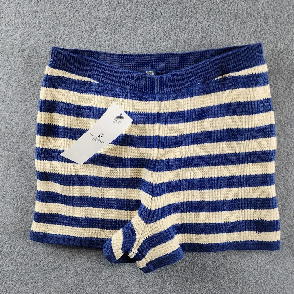 Polo Ralph Lauren Sleeveless Striped Sweater Top&Shorts Set Girls 6X Blue/Cream